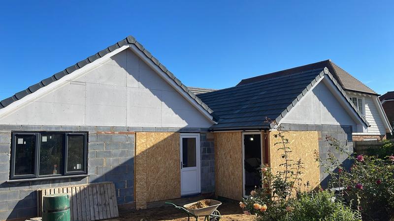 Bungalow extension in blockwork before rendering